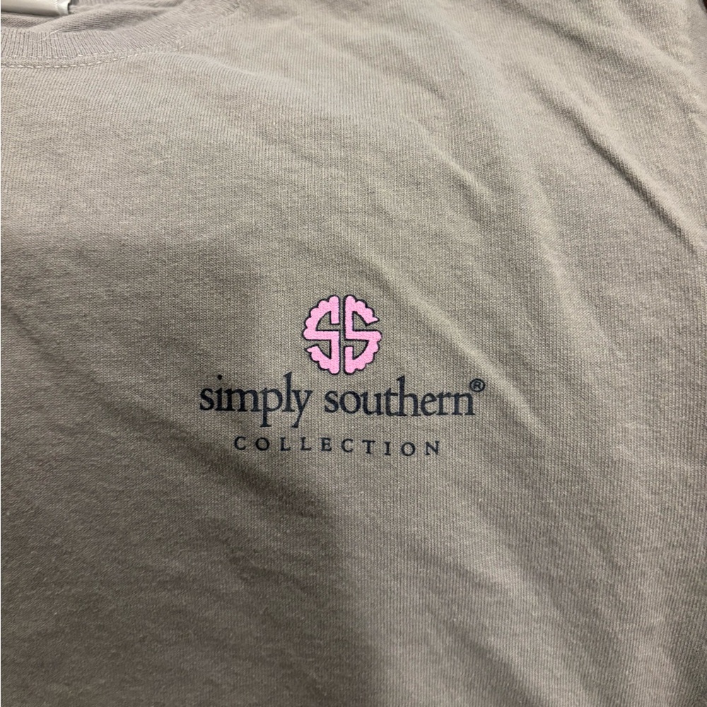 Simply Southern Gray Tee with Pink Logo